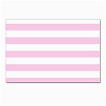 Horizontal Stripes - White and Classic Rose Pink Postcards 5  x 7  (Pkg of 10)