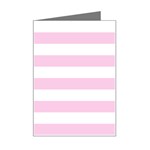 Horizontal Stripes - White and Classic Rose Pink Mini Greeting Card