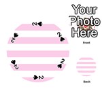 Horizontal Stripes - White and Classic Rose Pink Playing Cards 54 (Round)