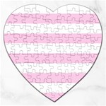 Horizontal Stripes - White and Classic Rose Pink Jigsaw Puzzle (Heart)