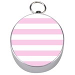 Horizontal Stripes - White and Classic Rose Pink Silver Compass