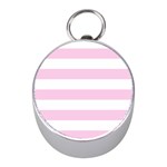 Horizontal Stripes - White and Classic Rose Pink Silver Compass (Mini)