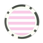 Horizontal Stripes - White and Classic Rose Pink Poker Chip Card Guard