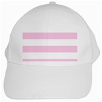 Horizontal Stripes - White and Classic Rose Pink White Cap