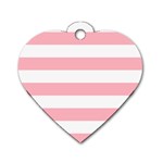 Horizontal Stripes - White and Pastel Pink Dog Tag Heart (One Side)