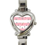 Horizontal Stripes - White and Pastel Pink Heart Italian Charm Watch