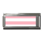 Horizontal Stripes - White and Pastel Pink Superlink Italian Charm (9mm)