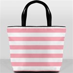 Horizontal Stripes - White and Pastel Pink Bucket Bag