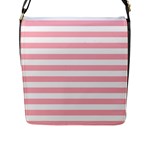 Horizontal Stripes - White and Pastel Pink Flap Closure Messenger Bag (L)