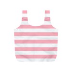 Horizontal Stripes - White and Pastel Pink Full Print Recycle Bag (S)