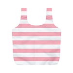 Horizontal Stripes - White and Pastel Pink Full Print Recycle Bag (M)