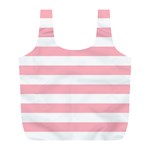 Horizontal Stripes - White and Pastel Pink Full Print Recycle Bag (L)
