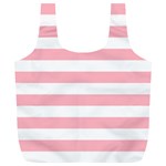 Horizontal Stripes - White and Pastel Pink Full Print Recycle Bag (XL)