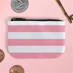 Horizontal Stripes - White and Pastel Pink Mini Coin Purse