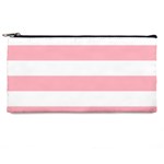 Horizontal Stripes - White and Pastel Pink Pencil Case