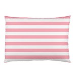 Horizontal Stripes - White and Pastel Pink Pillow Case (One Side)