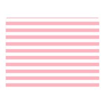 Horizontal Stripes - White and Pastel Pink Double Sided Flano Blanket (Mini)