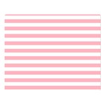 Horizontal Stripes - White and Pastel Pink Double Sided Flano Blanket (Large)