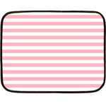Horizontal Stripes - White and Pastel Pink Double Sided Fleece Blanket (Mini)