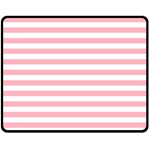 Horizontal Stripes - White and Pastel Pink Fleece Blanket (Medium) (One Side)