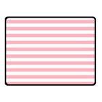 Horizontal Stripes - White and Pastel Pink Fleece Blanket (Small) (One Side)