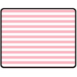 Horizontal Stripes - White and Pastel Pink Double Sided Fleece Blanket (Medium) (Two Sides)