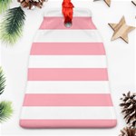 Horizontal Stripes - White and Pastel Pink Bell Ornament (Two Sides)
