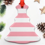 Horizontal Stripes - White and Pastel Pink Ornament (Christmas Tree)
