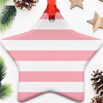 Horizontal Stripes - White and Pastel Pink Ornament (Star)
