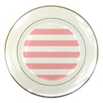 Horizontal Stripes - White and Pastel Pink Porcelain Plate
