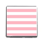 Horizontal Stripes - White and Pastel Pink Memory Card Reader (Square)