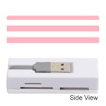 Horizontal Stripes - White and Pastel Pink Memory Card Reader (Stick)