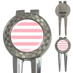 Horizontal Stripes - White and Pastel Pink 3-in-1 Golf Divot