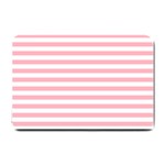 Horizontal Stripes - White and Pastel Pink Small Doormat
