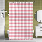 Horizontal Stripes - White and Pastel Pink Shower Curtain 48  x 72  (Small)