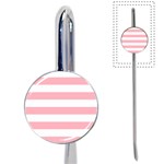 Horizontal Stripes - White and Pastel Pink Book Mark