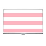 Horizontal Stripes - White and Pastel Pink Business Card Holder