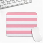 Horizontal Stripes - White and Pastel Pink Small Mousepad
