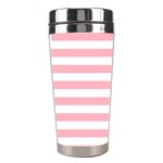 Horizontal Stripes - White and Pastel Pink Stainless Steel Travel Tumbler