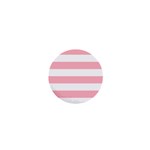Horizontal Stripes - White and Pastel Pink 1  Mini Button