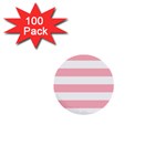 Horizontal Stripes - White and Pastel Pink 1  Mini Button (100 pack)