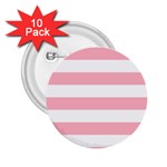 Horizontal Stripes - White and Pastel Pink 2.25  Button (10 pack)