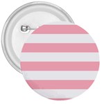 Horizontal Stripes - White and Pastel Pink 3  Button