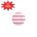 Horizontal Stripes - White and Pastel Pink 1  Mini Magnet (10 pack)