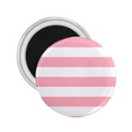 Horizontal Stripes - White and Pastel Pink 2.25  Magnet