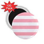 Horizontal Stripes - White and Pastel Pink 2.25  Magnet (100 pack)