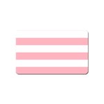 Horizontal Stripes - White and Pastel Pink Magnet (Name Card)