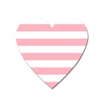 Horizontal Stripes - White and Pastel Pink Magnet (Heart)