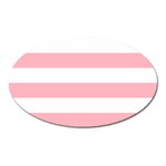 Horizontal Stripes - White and Pastel Pink Magnet (Oval)