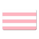 Horizontal Stripes - White and Pastel Pink Magnet (Rectangular)